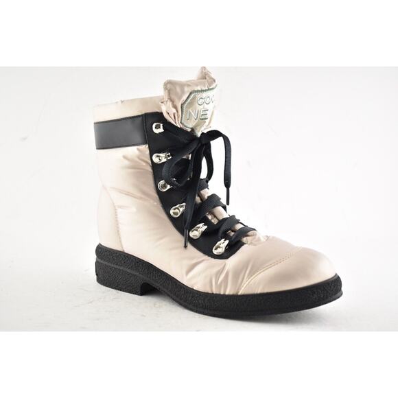 Chanel 18B Pink Black Nylon CC Logo Coco Neige Snow Winter Lace Up Tie Boots 37 - Picture 4 of 11